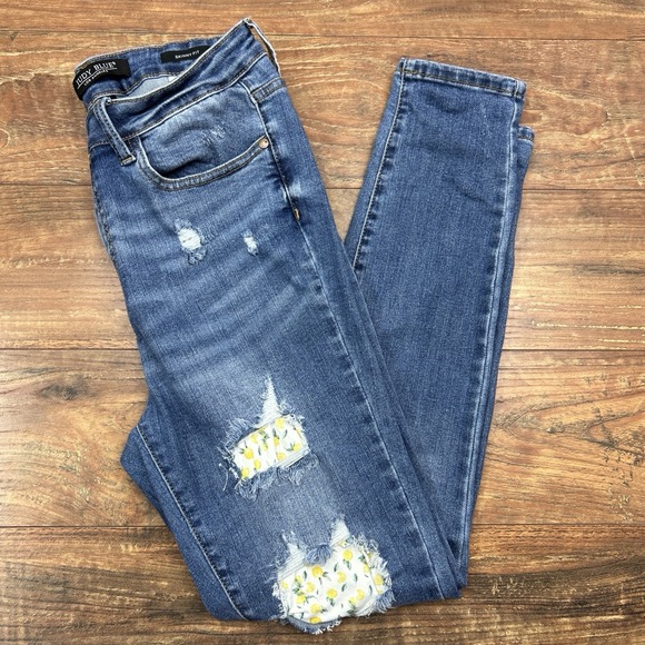 Judy Blue Los Angeles Lemon Patch Distressed Skinny Fit Women Denim‎ Jeans 9/29 - Picture 1 of 10